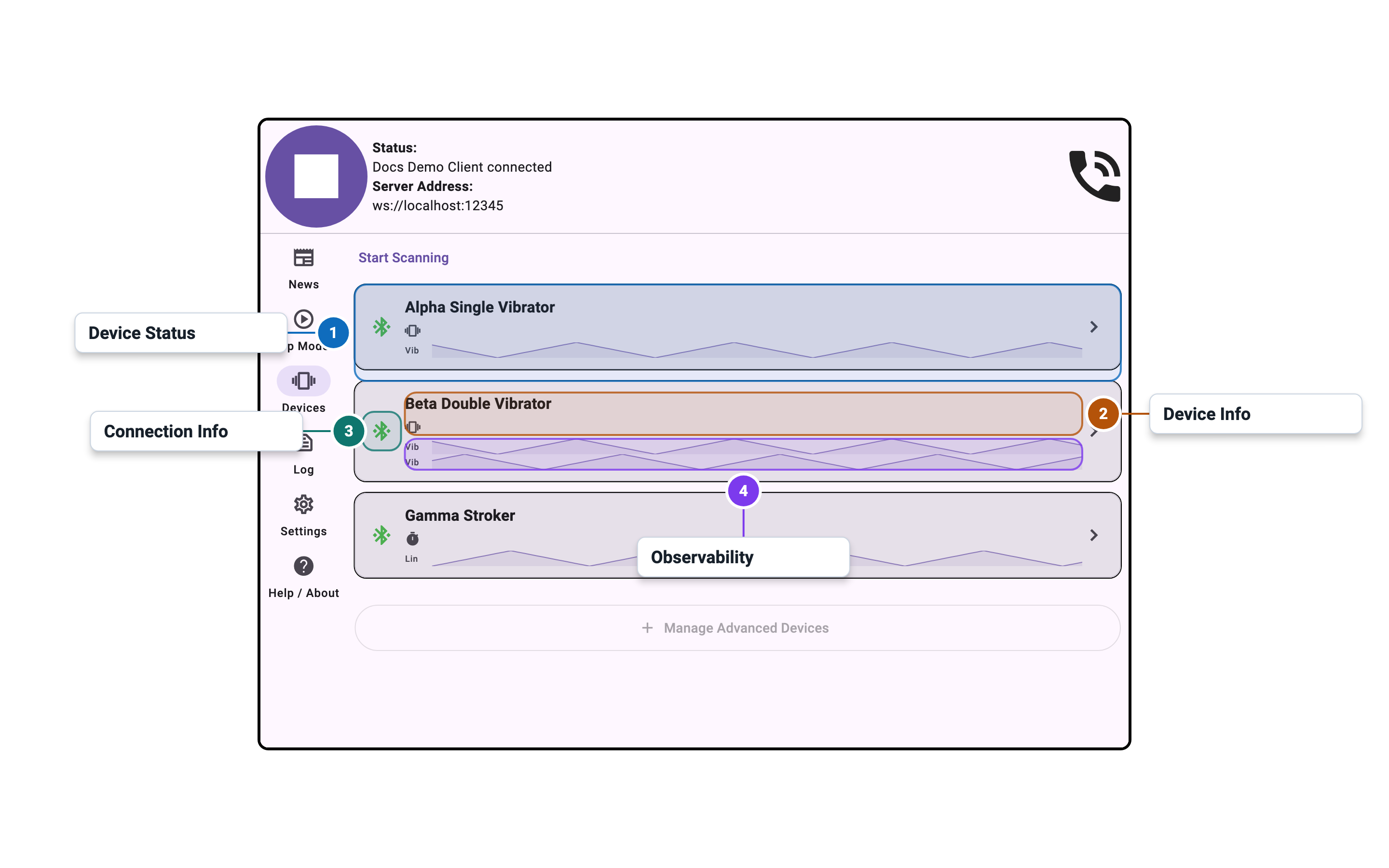 Intiface Central Desktop App Modes Tab