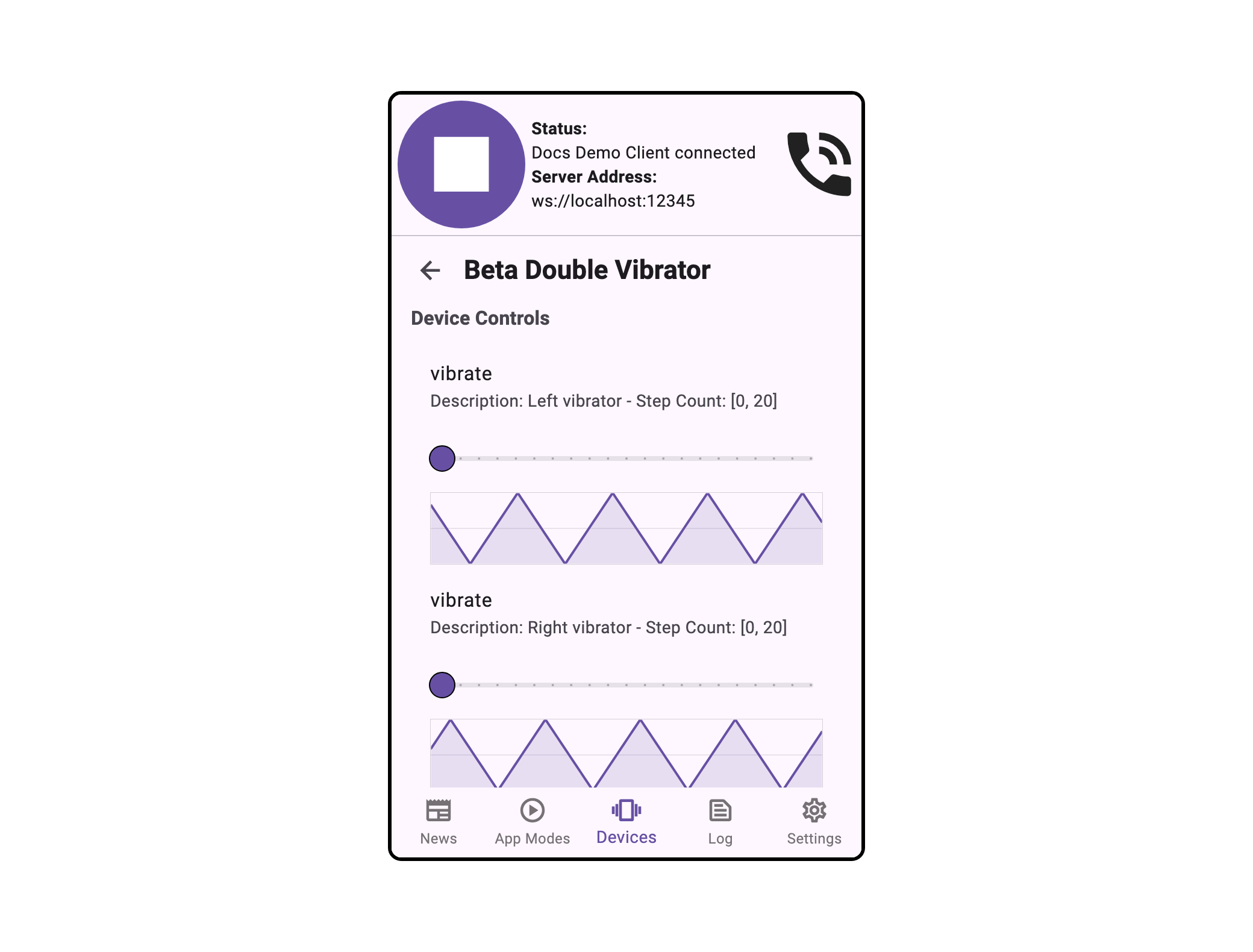 Intiface Central Mobile Device Observability Window
