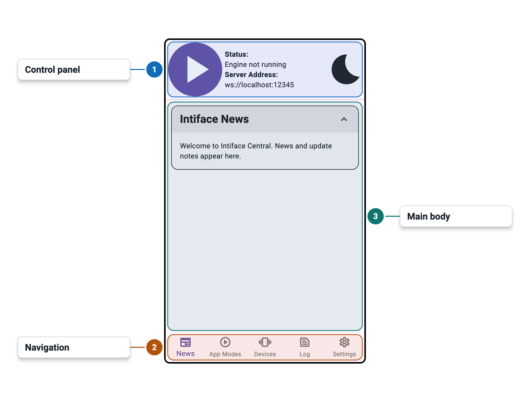 Intiface Central Mobile Main Window